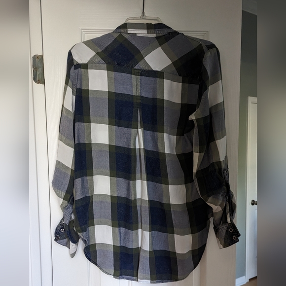 Mabry Chambray plaid relaxed soft blouse - Picture 5 of 5